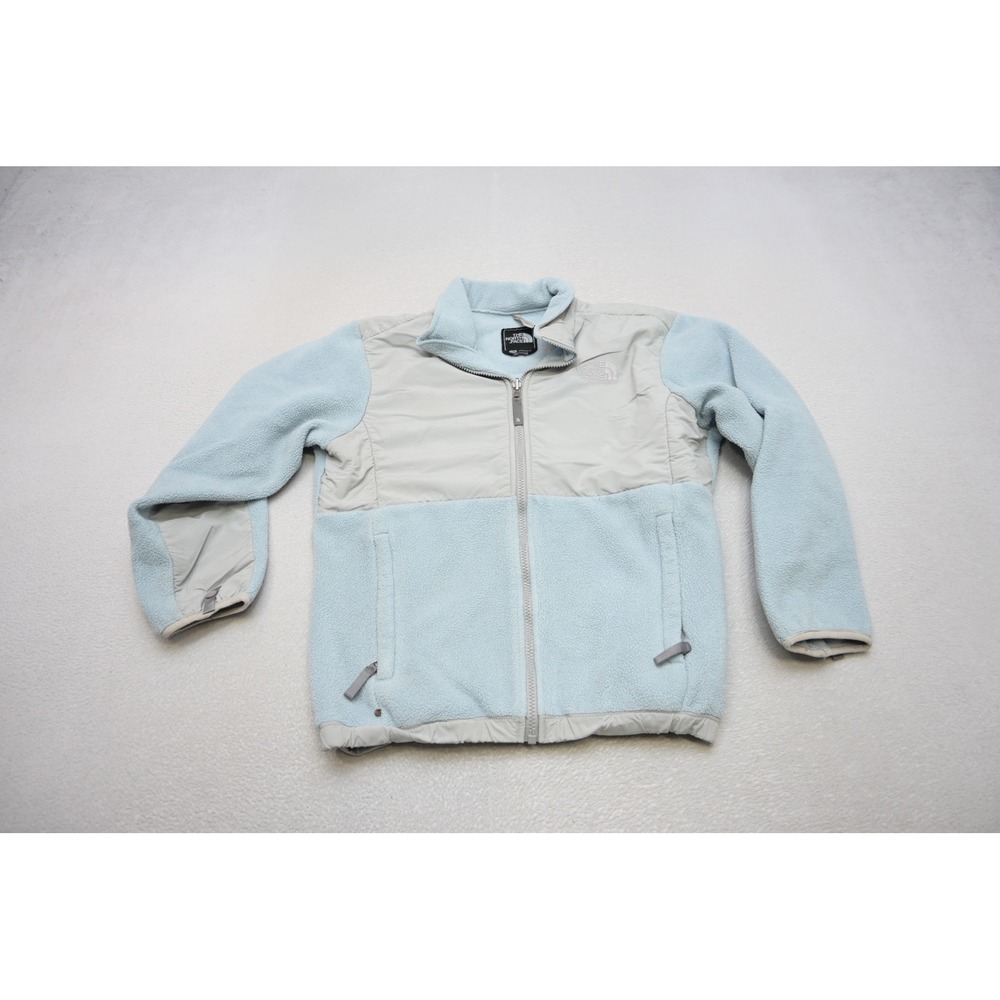 The North Face Denali Jacket Girls L/G Light Blue Polartec Fleece Full Zip Exc